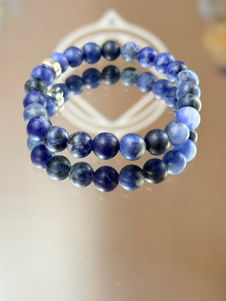 Blue Sodalite Men’s Bracelet – 925 Sterling Silver