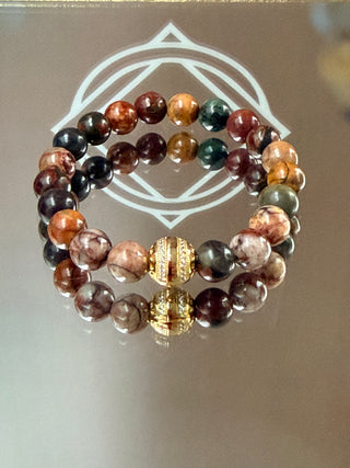 Picasso Jasper Bracelet with Gold-Plated Silver Spacer