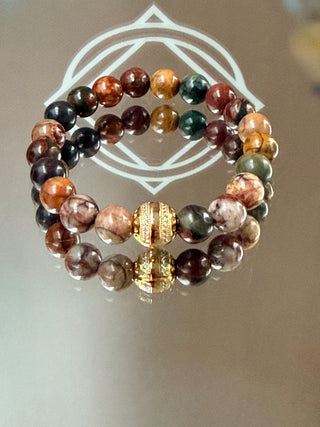Picasso Jasper Bracelet with Gold-Plated Silver Spacer