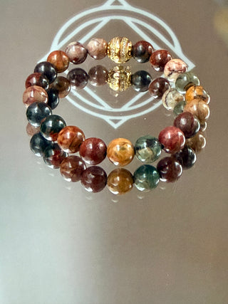 Picasso Jasper Bracelet with Gold-Plated Silver Spacer