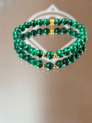 Malachite Bracelet with 18k Gold-Plated Spacers