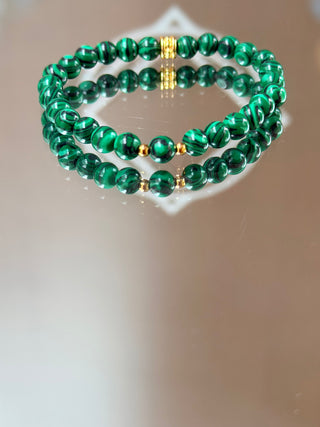 Malachite Bracelet with 18k Gold-Plated Spacers