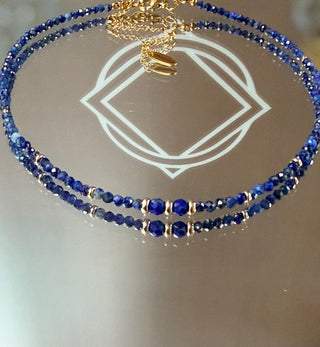 Lapis Lazuli Necklace with 9K Gold Accents