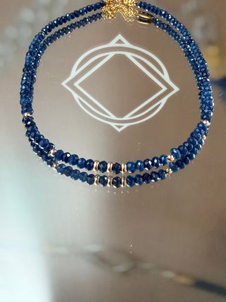 Blue Jade Necklace with 9K Gold Accents