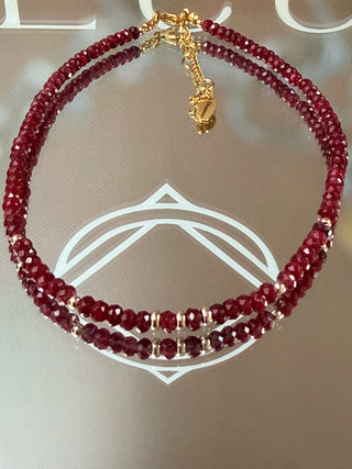 Wine Red Jade Necklace with 9K Gold Accents