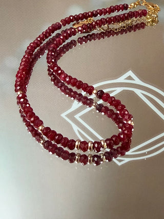 Wine Red Jade Necklace with 9K Gold Accents