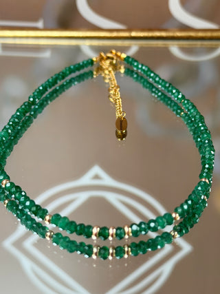 Green Jade Necklace with 9K Gold Accents