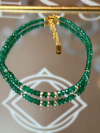 Green Chalcedony 9k Gold necklace