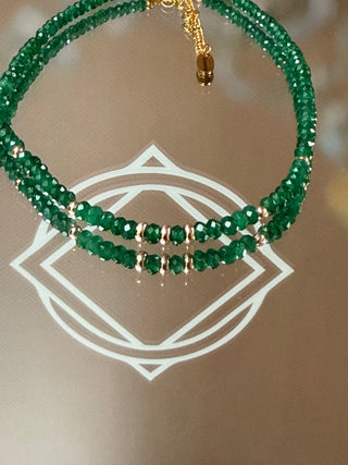 Green Jade Necklace with 9K Gold Accents