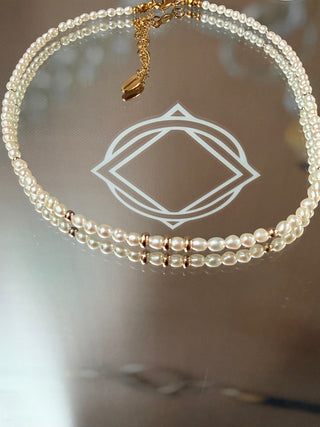 Freshwater Pearl Necklace with 9K Gold Accents