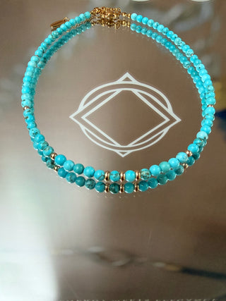 Turquoise Necklace with 9K Gold Accents