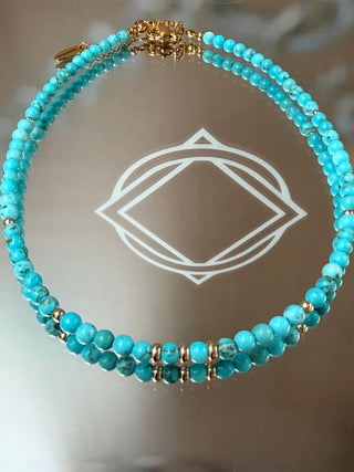 Turquoise Necklace with 9K Gold Accents