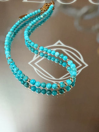 Turquoise Necklace with 9K Gold Accents