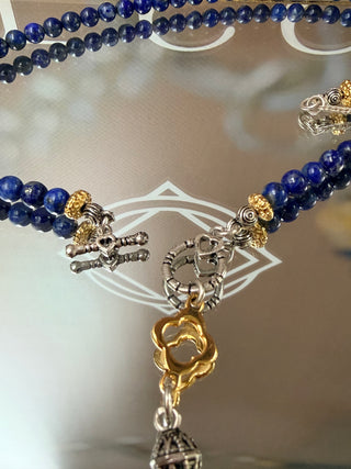 925 Sterling Silver & 18K Gold-Plated Sterling Silver lapis necklace