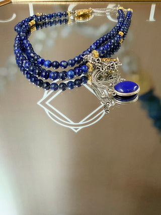 925 Sterling Silver & 18K Gold-Plated Sterling Silver lapis necklace