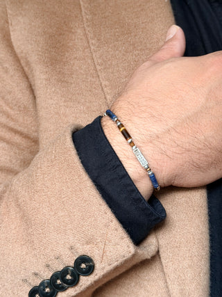 Men’s Tiger’s Eye and Sodalite Bracelet with 925 Sterling Silver