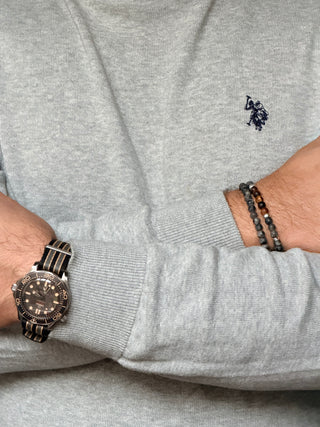 Matte Grey Labradorite Men’s Bracelet – 925 Sterling Silver