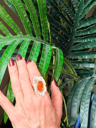 Freeform Orange Kyanite Ring in 925 Sterling Silver
