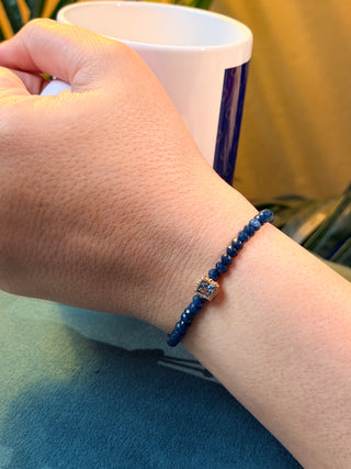 Blue Jade Bracelet with 18K Gold Accents