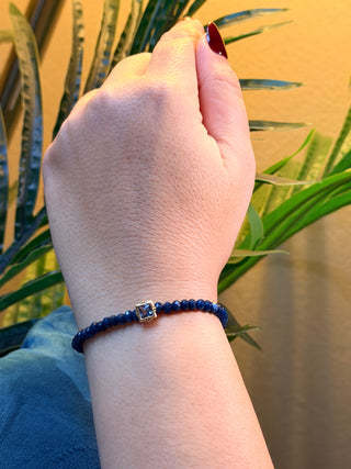 Blue Jade Bracelet with 18K Gold Accents