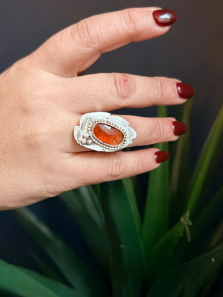 Freeform Orange Kyanite Ring in 925 Sterling Silver