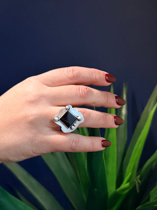 Black Onyx Ring in 925 Sterling Silver
