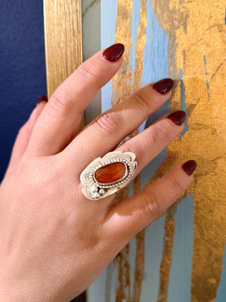 Freeform Orange Kyanite Ring in 925 Sterling Silver