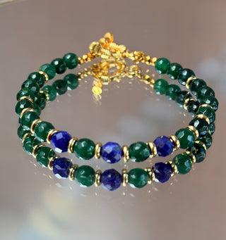 Green Chalcedony & Lapis Lazuli Toggle Bracelet