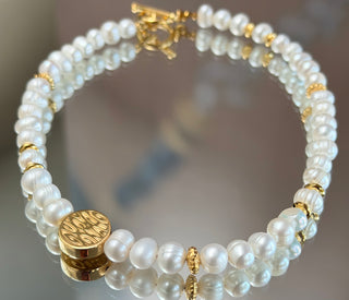 One-of-a-Kind Freshwater Pearl Necklace with 18K Gold-Plated Sterling Silver Accents