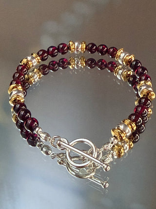 Garnet Glow Sterling Silver Bracelet