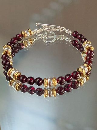 Garnet Glow Sterling Silver Bracelet