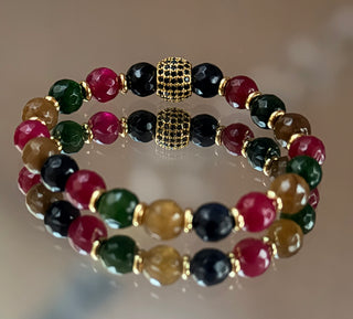 Multicolour Chalcedony Pavé Bracelet