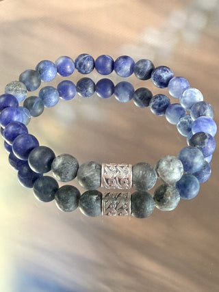Shadow & Sky Bracelet – Matte Sodalite , Labradorite & Sterling Silver
