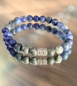 Shadow & Sky Bracelet – Matte Sodalite , Labradorite & Sterling Silver
