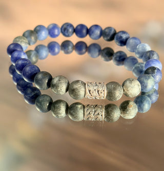 Shadow & Sky Bracelet – Matte Sodalite , Labradorite & Sterling Silver