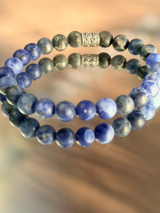 Shadow & Sky Bracelet – Matte Sodalite , Labradorite & Sterling Silver