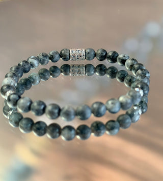 Lunar Mist Bracelet – Matte Labradorite & 925 Sterling Silver (6mm)