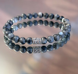 Lunar Mist Bracelet – Matte Labradorite & 925 Sterling Silver (6mm)