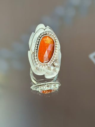 Freeform Orange Kyanite Ring in 925 Sterling Silver