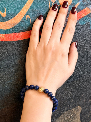 Lapis Lazuli Bracelet with 18K Gold-Plated Silver