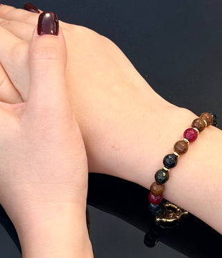 Multi-Colour Chalcedony Bracelet with 18K Gold Accents