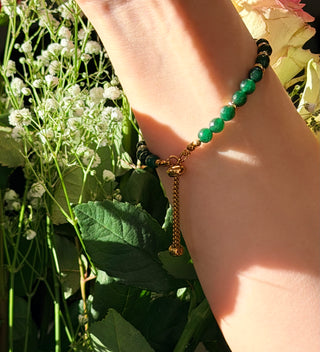 Green Chalcedony Bracelet – 18K Gold plated Accents