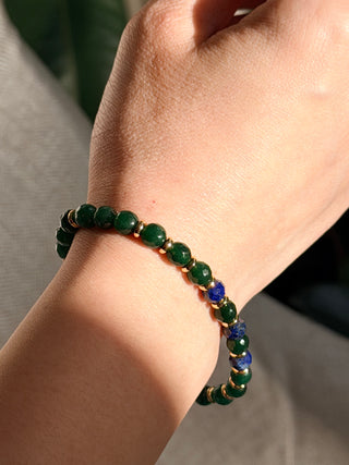 Green Chalcedony & Lapis Lazuli Toggle Bracelet