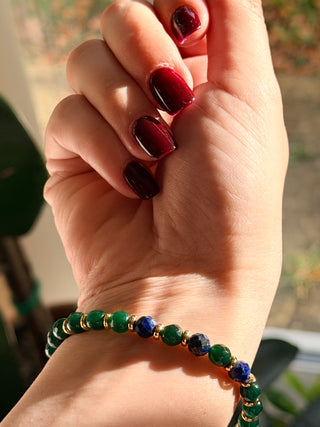 Green Chalcedony & Lapis Lazuli Toggle Bracelet