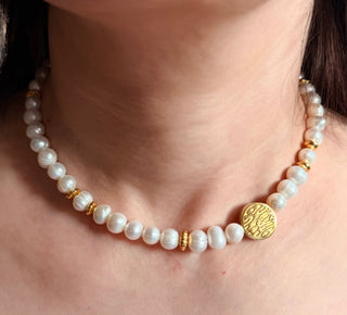 One-of-a-Kind Freshwater Pearl Necklace with 18K Gold-Plated Sterling Silver Accents