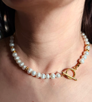One-of-a-Kind Freshwater Pearl Necklace with 18K Gold-Plated Sterling Silver Accents