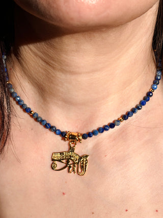 AAA Lapis Lazuli & Eye of Horus Necklace – 925 Sterling Silver, 18K Gold Plated