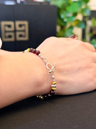 Garnet Glow Sterling Silver Bracelet