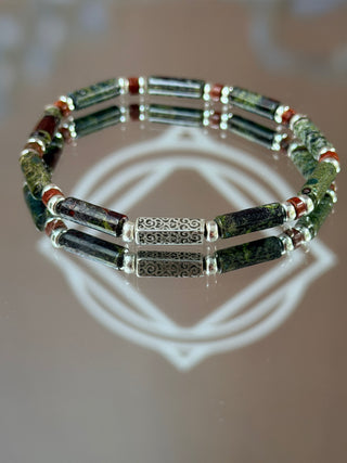 Dragon Blood Jasper & Picasso Jasper Men’s Bracelet – 925 Sterling Silver