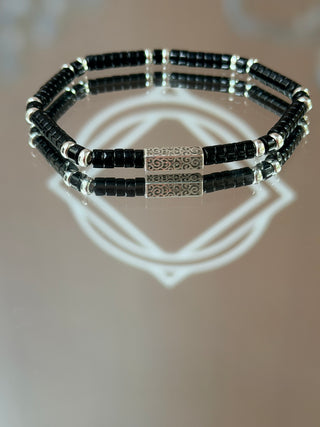 Black Onyx Heishi Men’s Bracelet – 925 Sterling Silver